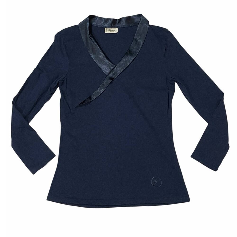 Temperley London Satin Trim Wrap Top - Blue - Small